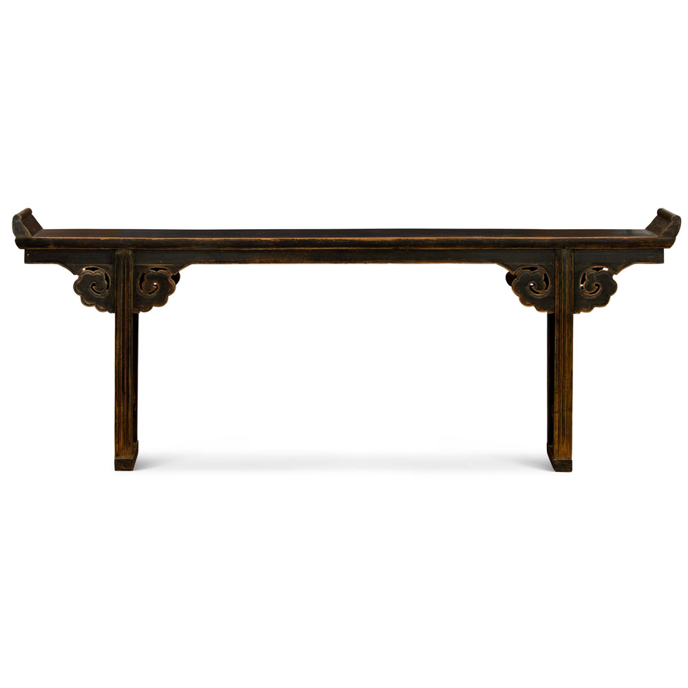 Distressed Grand Vintage Elmwood Imperial Chinese Altar Console Table
