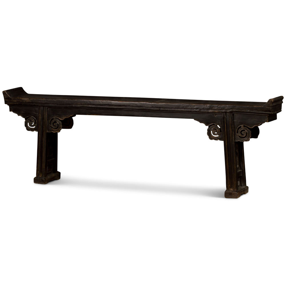 Distressed Grand Vintage Elmwood Peking Imperial Chinese Altar Console Table