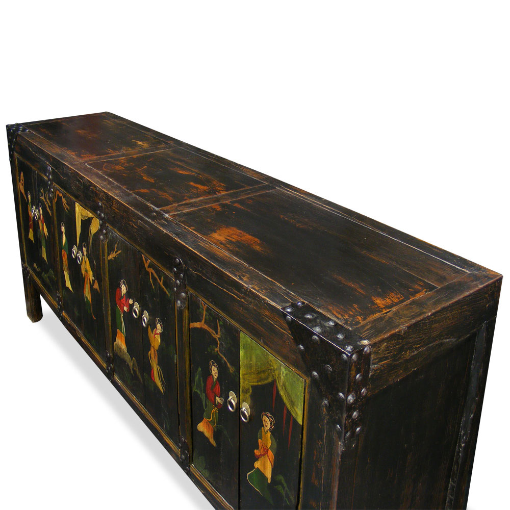 Hand-Painted Vintage He-Bei Cabinet