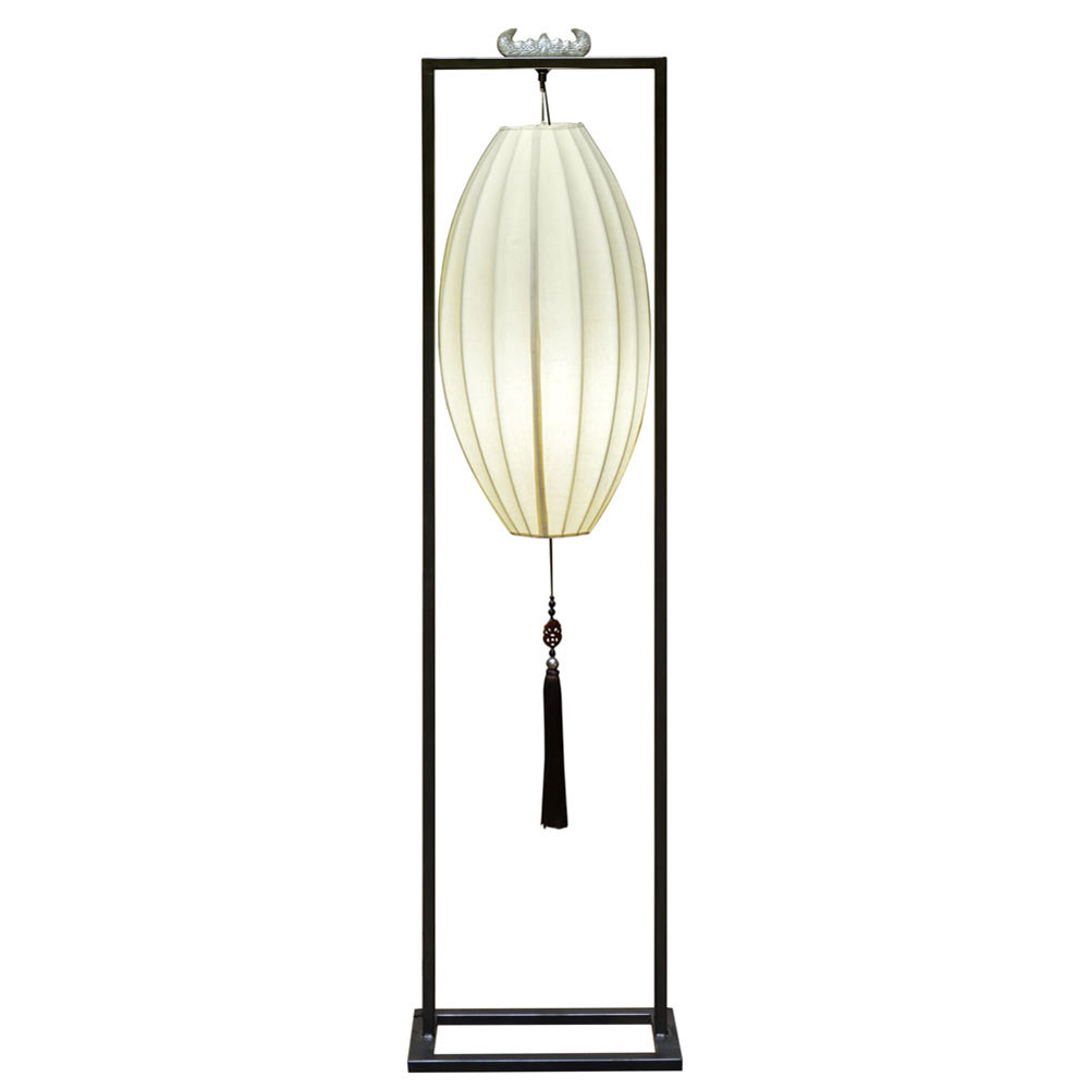 Hanging Chinese Palace Floor Lantern with Pheasant Bird Shade