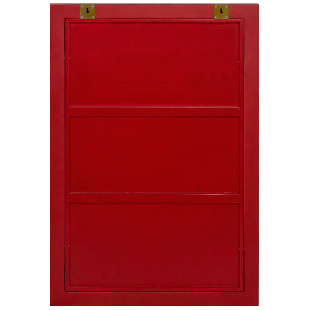 Red Elmwood Window Panel Asian Mirror