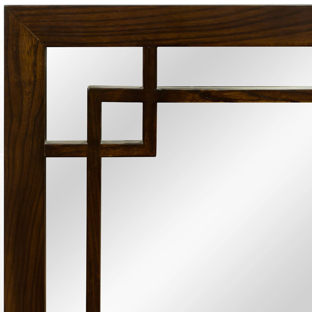 Espresso Elmwood Window Panel Asian Mirror