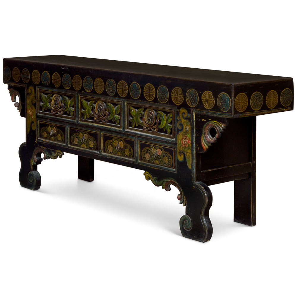 Vintage Elmwood Kelsang Imperial Chinese Altar Cabinet