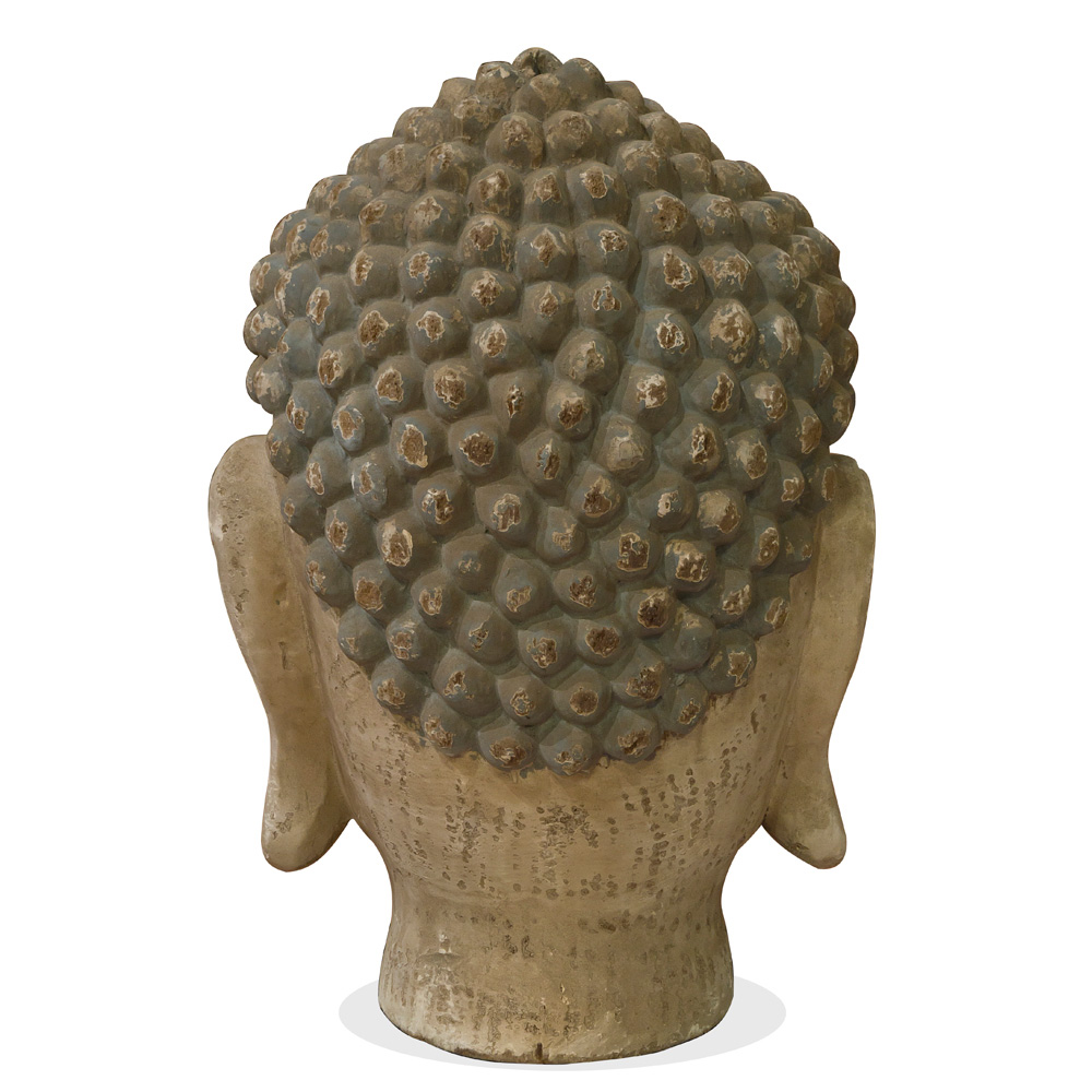 Vintage Buddha Head Chinese Wooden Sculpture