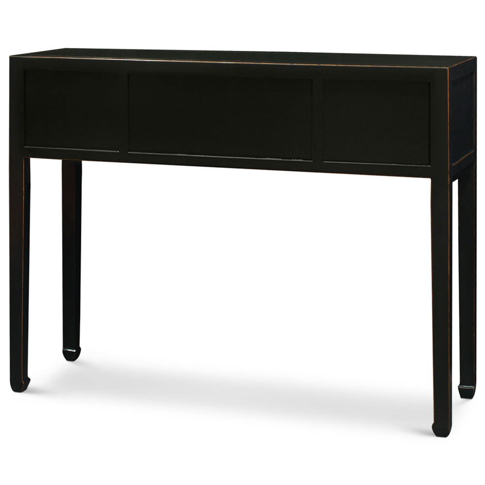 Distressed Black Elmwood Chinese Mandarin Console