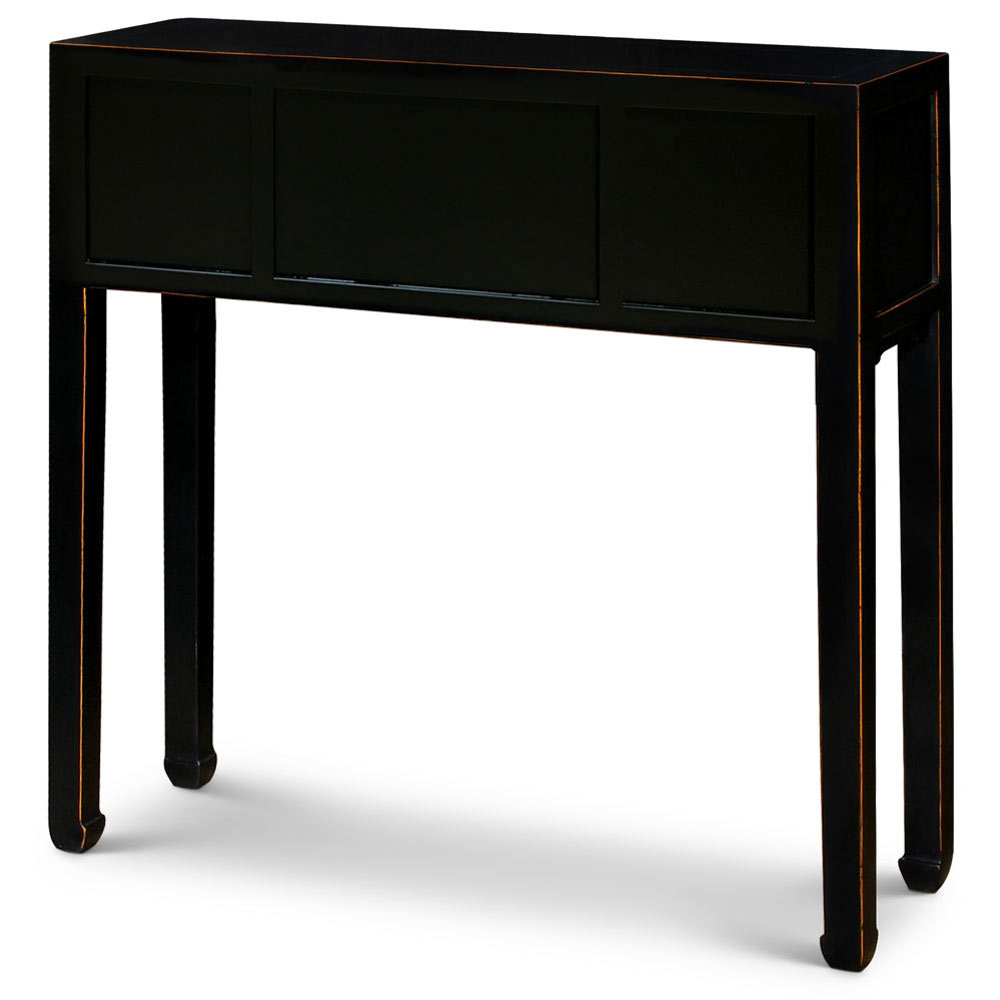 Distressed Black Petite Elmwood Chinese Mandarin Console