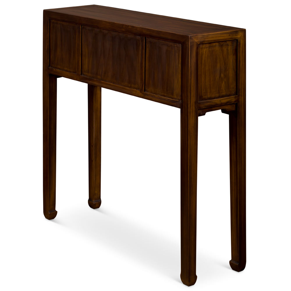 Mahogany Finish Elmwood Petite Chinese Mandarin Console