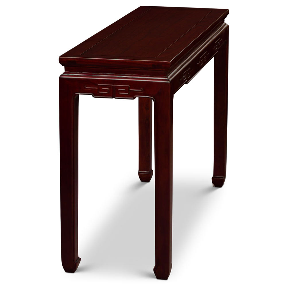 48in Dark Cherry Elmwood Chinese Key Motif Asian Console Table