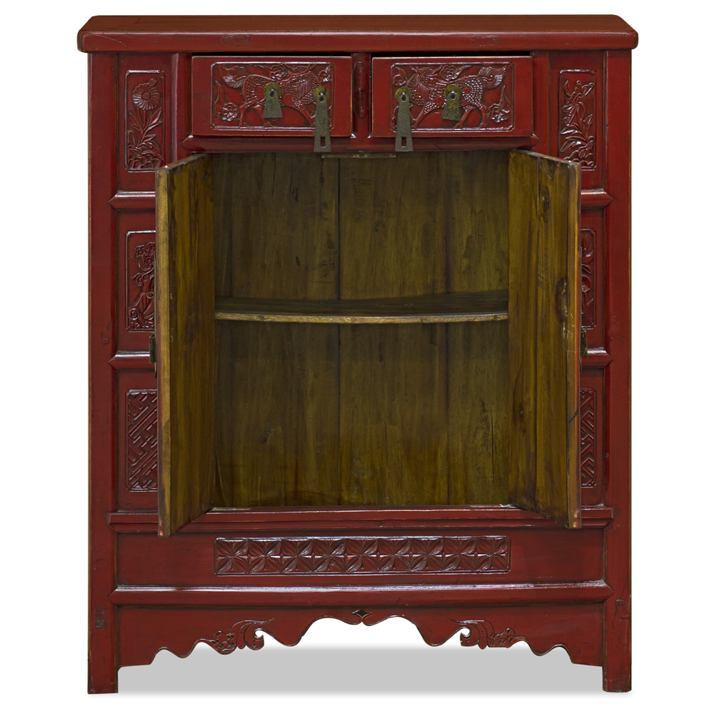 Vintage Elmwood Peking Palace Chinese Cabinet