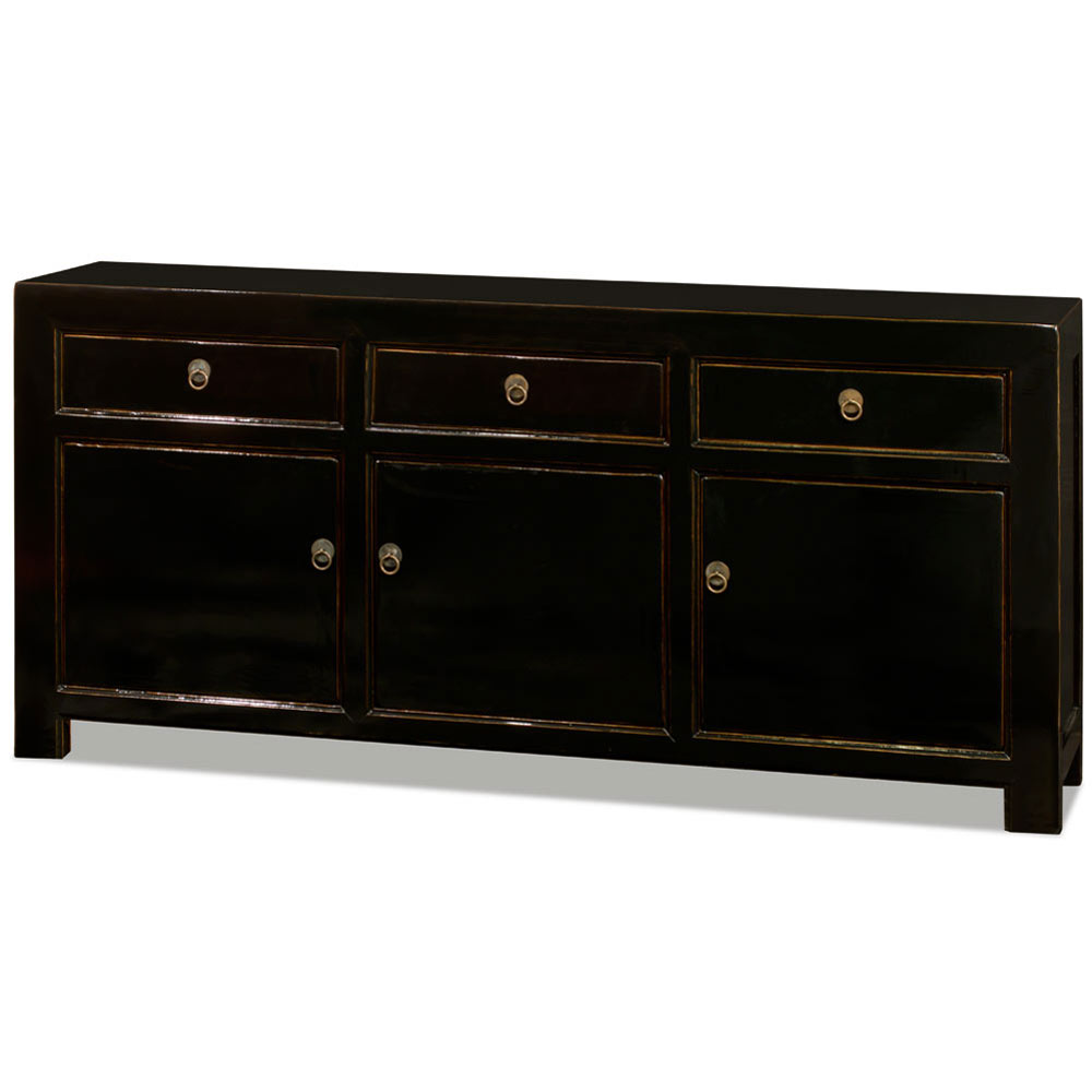 Distressed Black Elmwood Chinese Ming Cabinet