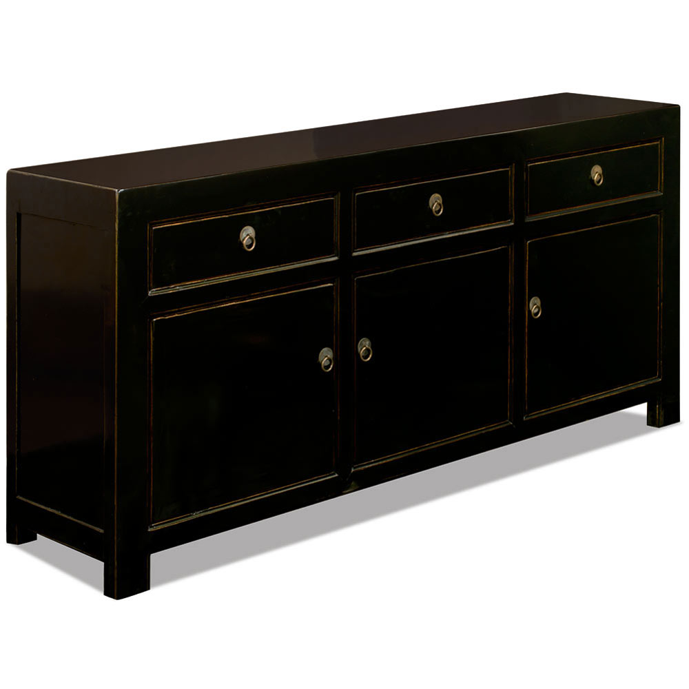 Distressed Black Elmwood Chinese Ming Cabinet