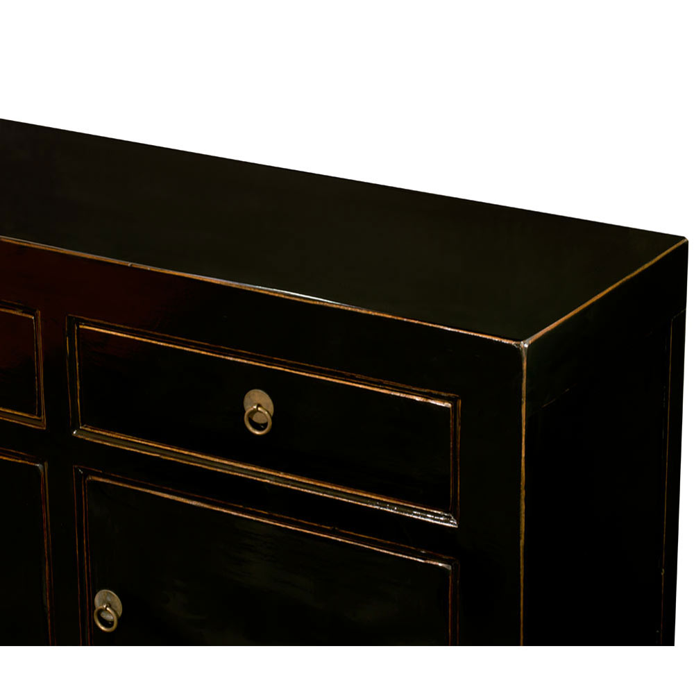 Distressed Black Elmwood Chinese Ming Cabinet