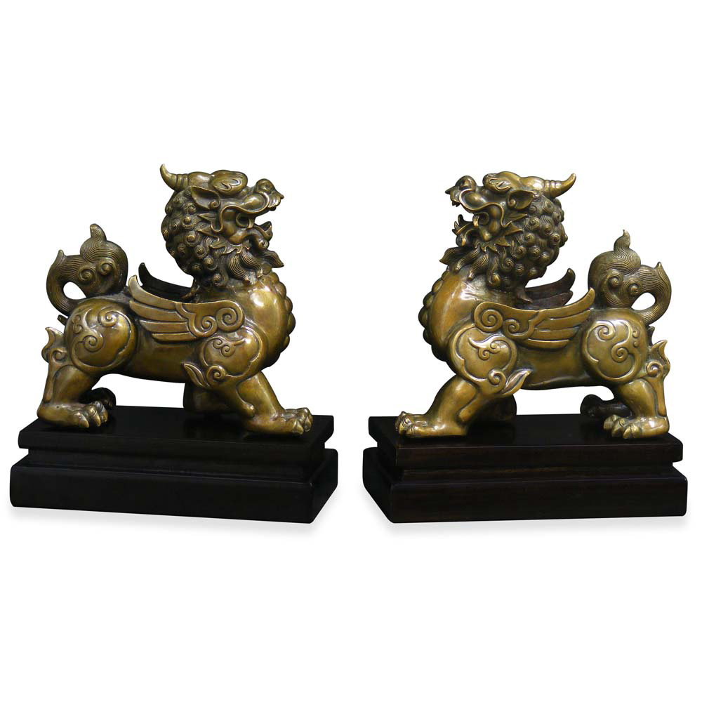 Hand Made Bronze Pixiu Oriental Statue Set