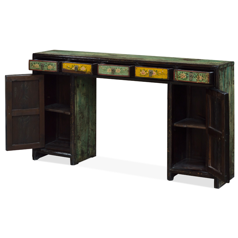 Vintage Elmwood Tibetan Console Table