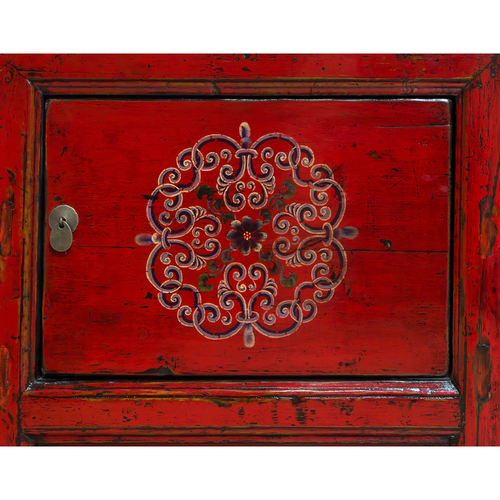 Vintage Elmwood Tibetan Sideboard