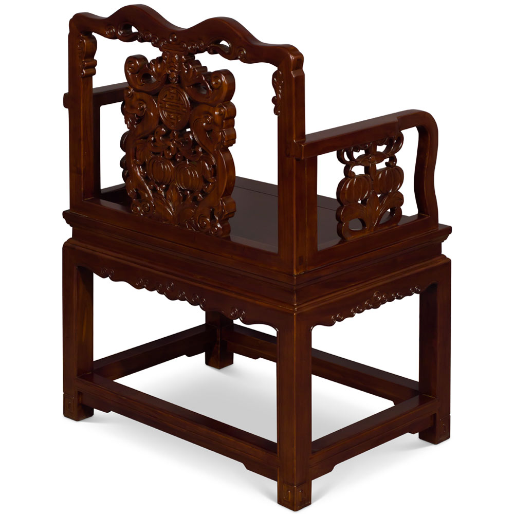 Mahogany Elmwood Imperial Palace Tai Shi Oriental Arm Chair