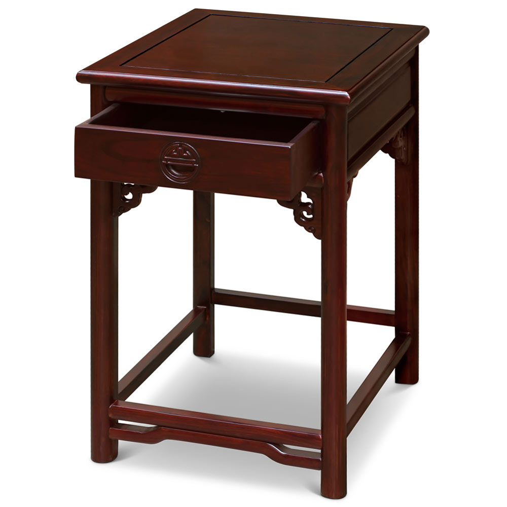 Dark Cherry Longevity Elmwood Chinese Ming End Table