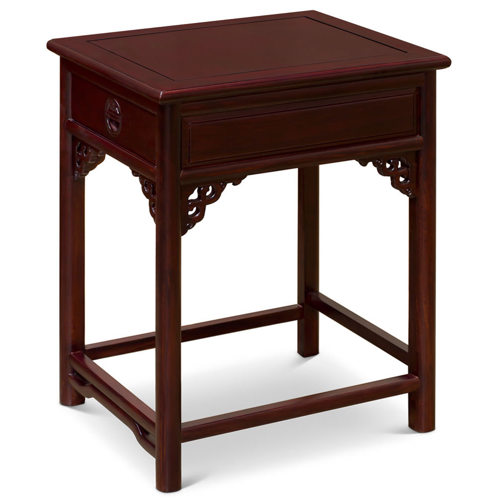 Dark Cherry Longevity Elmwood Chinese Ming End Table