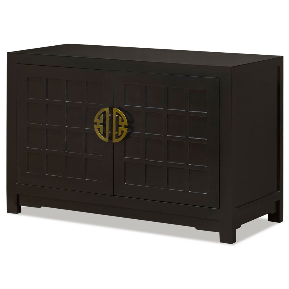 Matte Black Elmwood Japanese Sho Ji Vanity Cabinet