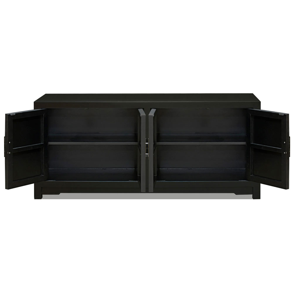 Matte Black Elmwood Japanese Sho Ji Double Vanity Cabinet