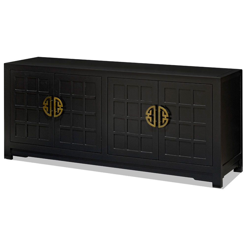 Matte Black Elmwood Japanese Sho Ji Double Vanity Cabinet