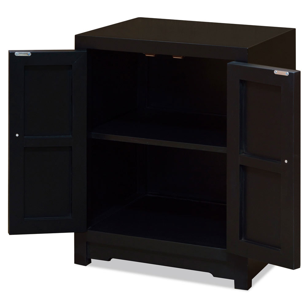 Matte Black Petite Elmwood Chinese Ming Vanity Cabinet