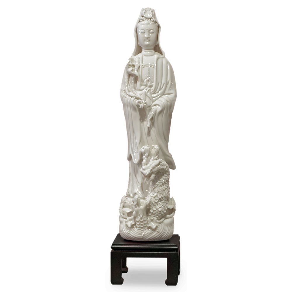 White Porcelain Guanyin Asian Statue