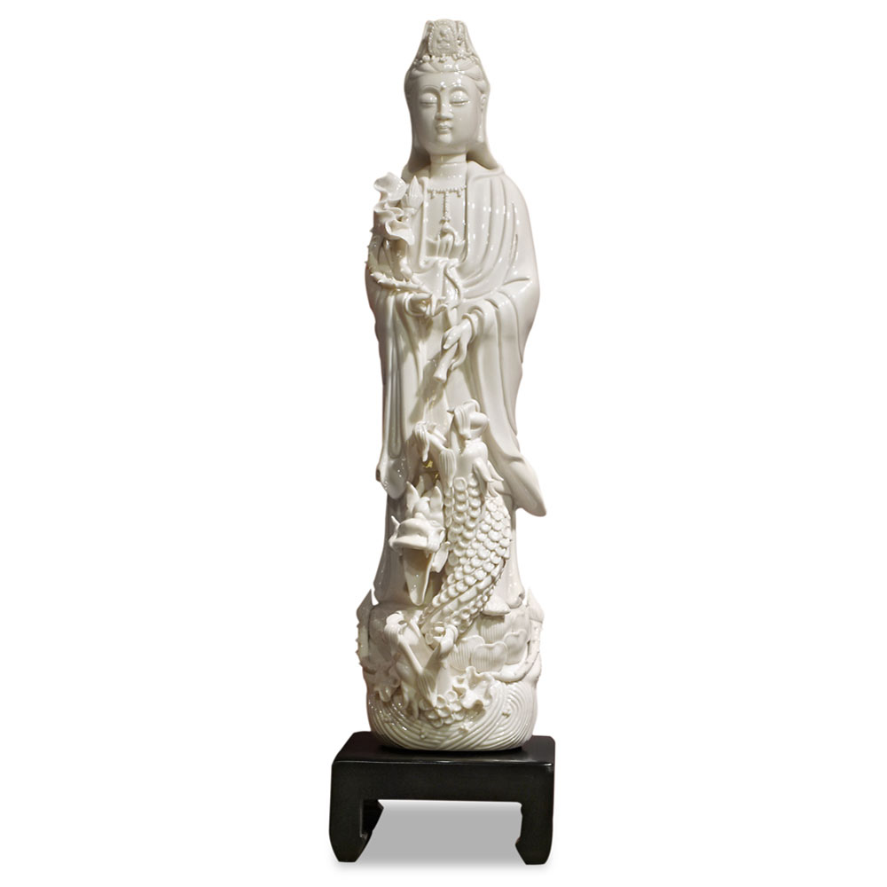 Porcelain Guanyin Drip Fountain Asian Statue