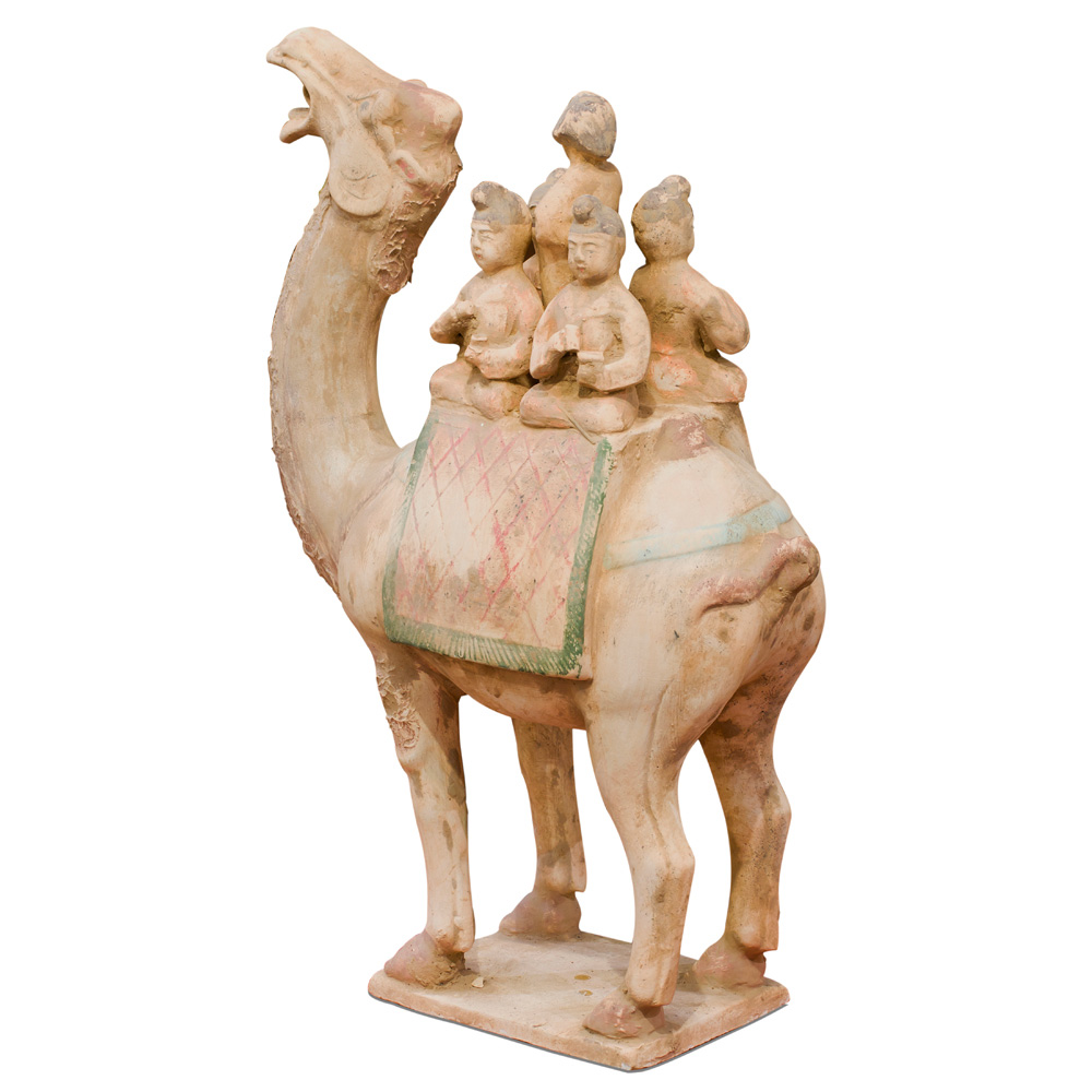 Tang Tri-Color Ceramics Sculpture of Five Musicians Riding A Camel