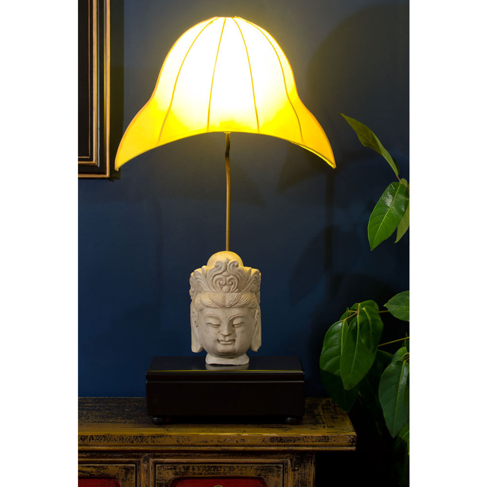 Marble Guanyin Sculpture Oriental Table Lamp