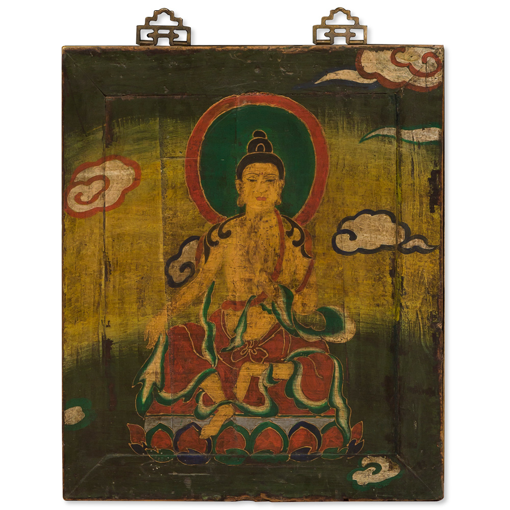 Wooden Plaque with Guanyin Painting