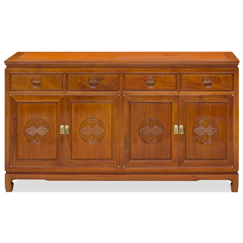 Natural Finish Rosewood Chinese Longevity Sideboard