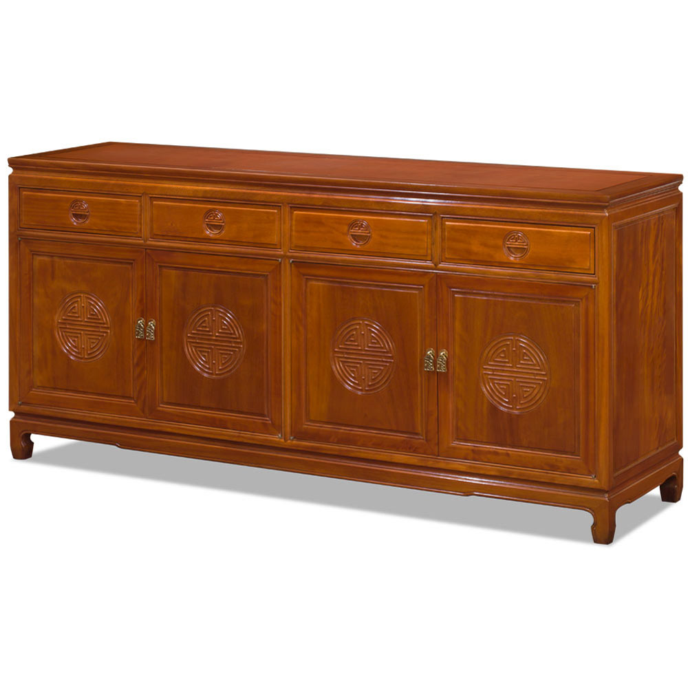 72 Inch Natural Finish Rosewood Chinese Longevity Design Sideboard