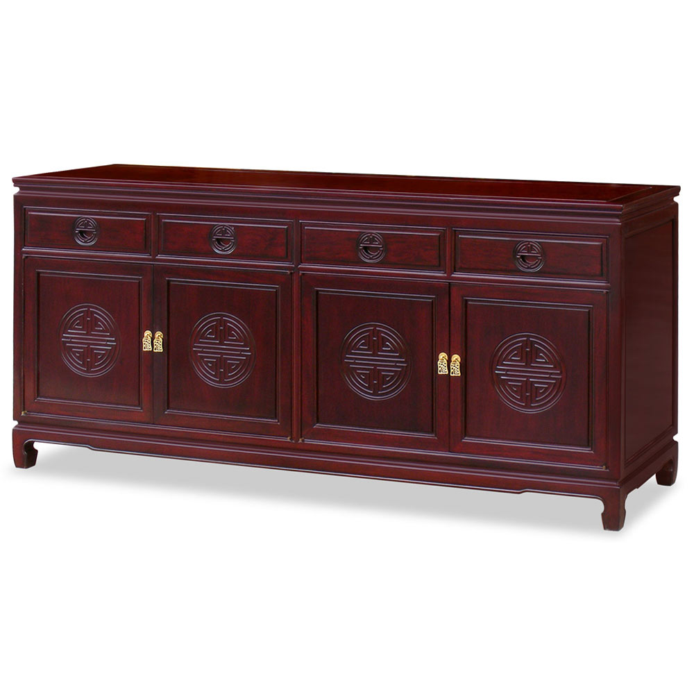 Grand Dark Cherry Rosewood Chinese Longevity Sideboard