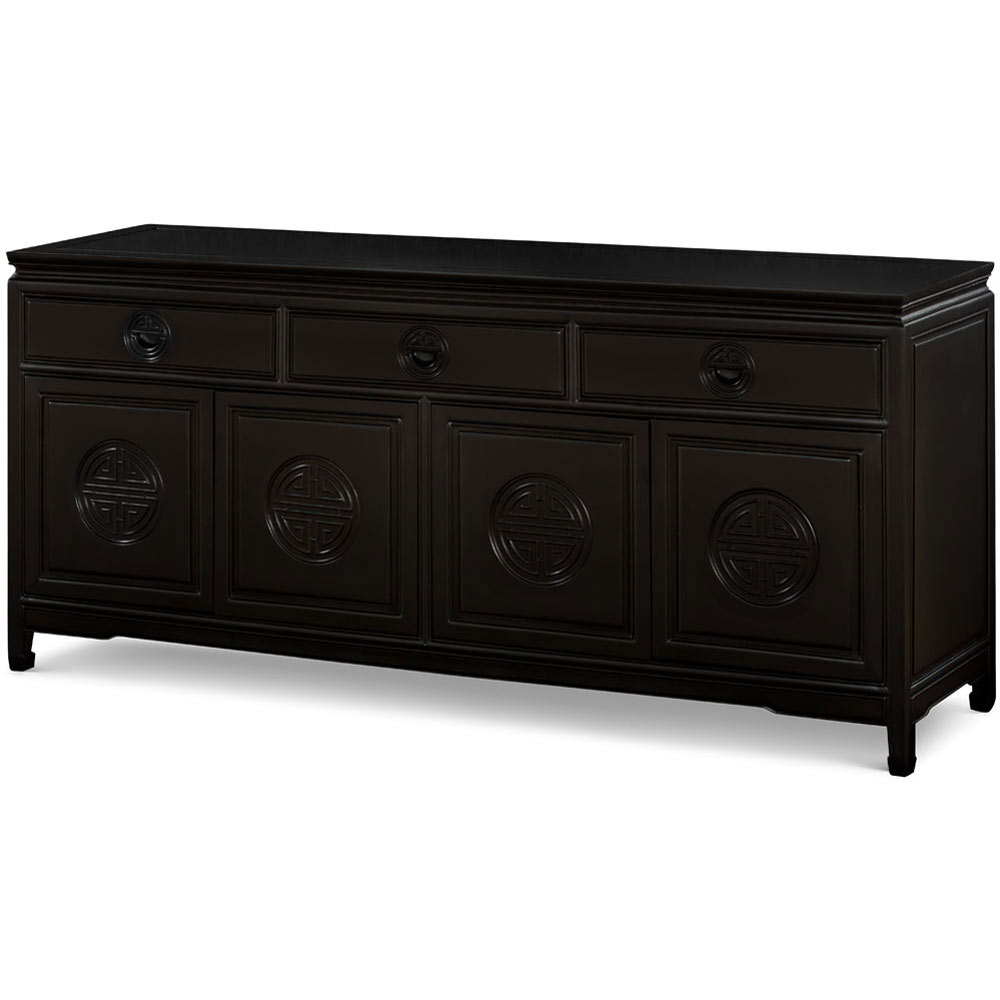 72in Black Rosewood Chinese Longevity Sideboard