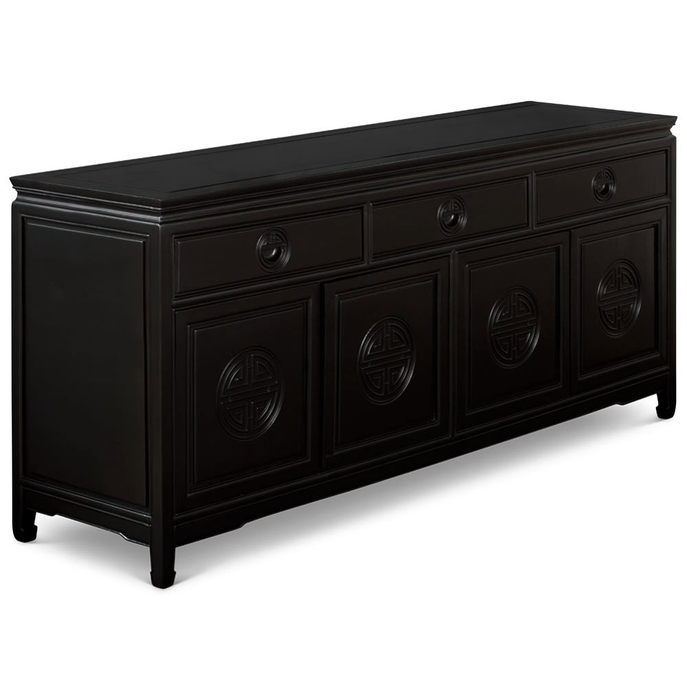 72in Black Rosewood Chinese Longevity Sideboard