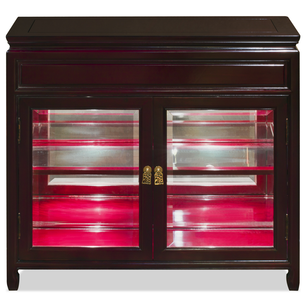 36in Cherry Rosewood Oriental Petite Curio Cabinet