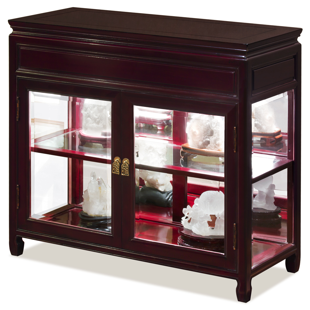36in Cherry Rosewood Oriental Petite Curio Cabinet