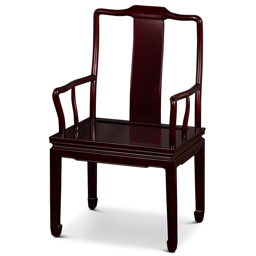 Dark Cherry Rosewood Ming Oriental Arm Chair