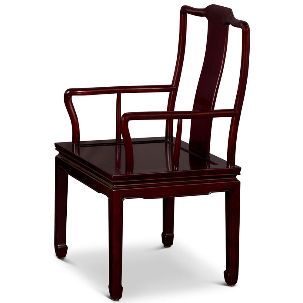 Dark Cherry Rosewood Ming Oriental Arm Chair