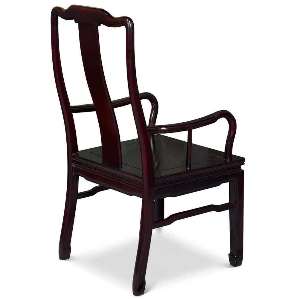 Dark Cherry Rosewood Chinese Longevity Arm Chair