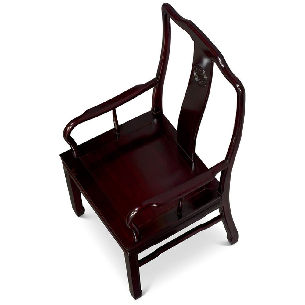 Dark Cherry Rosewood Chinese Longevity Arm Chair