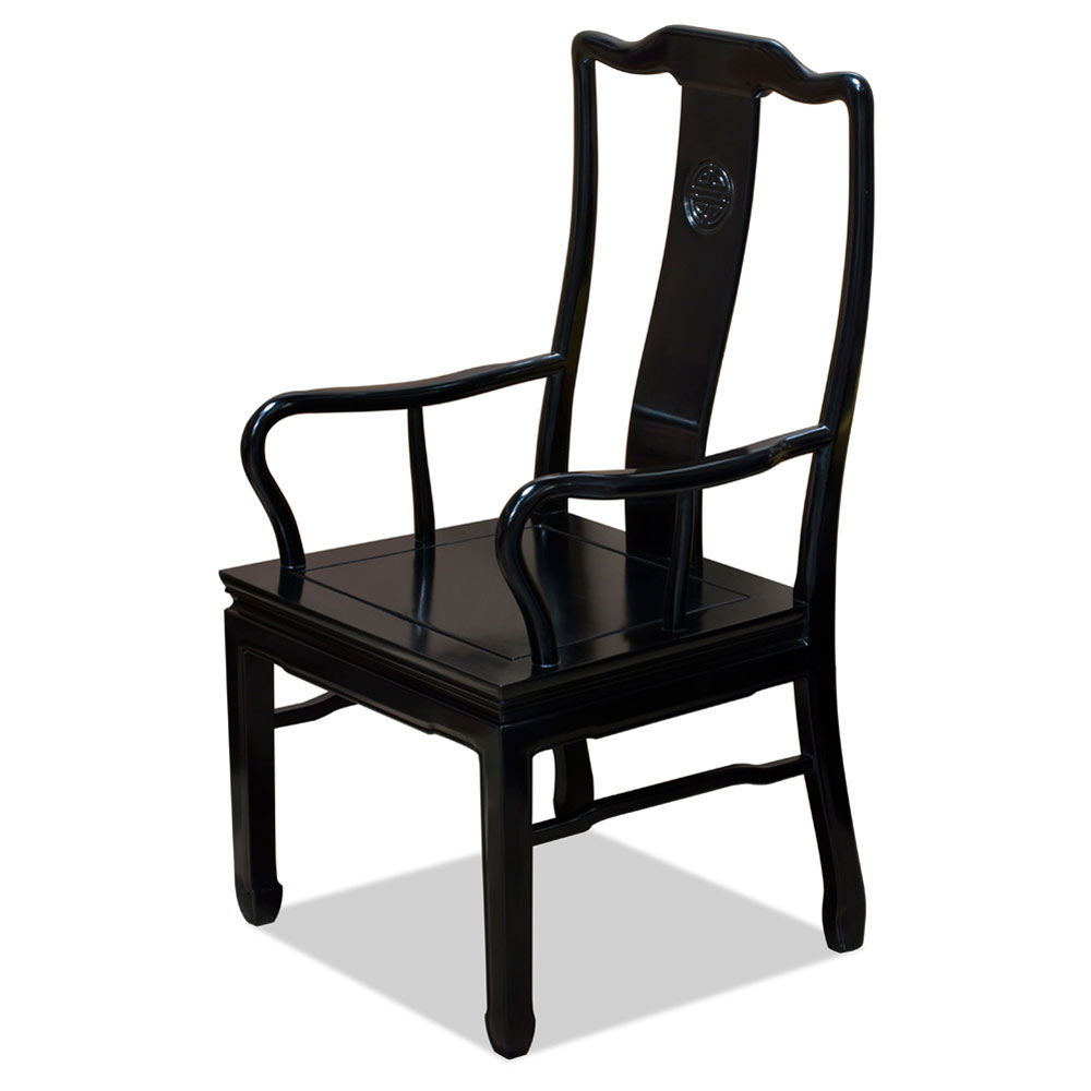 Black Rosewood Chinese Longevity Arm Chair