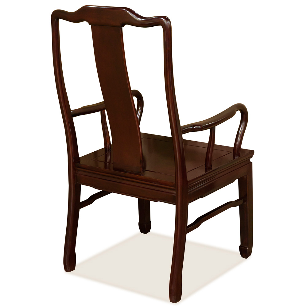 Mahogany Finish Rosewood Chinese Longevity Arm Chair