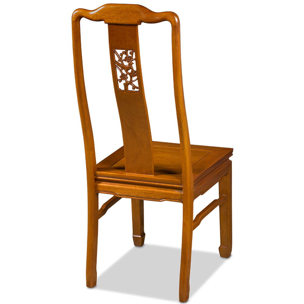 Natural Finish Rosewood Flower and Bird Oriental Chair