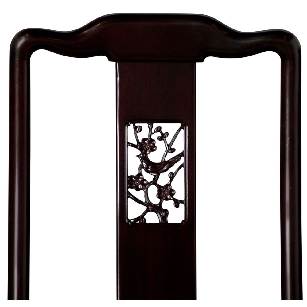 Dark Brown Rosewood Flower and Bird Oriental Side Chair