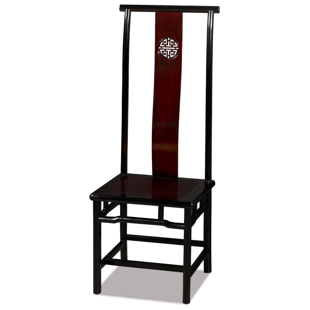 Black Trim Dark Cherry Rosewood Chinese Ming Round Dining Set with 8 Chairs