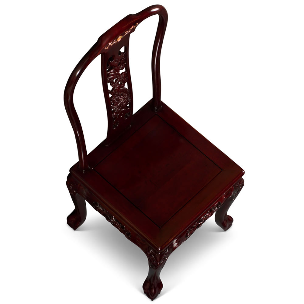 Dark Cherry Rosewood Dragon Oriental Side Chair