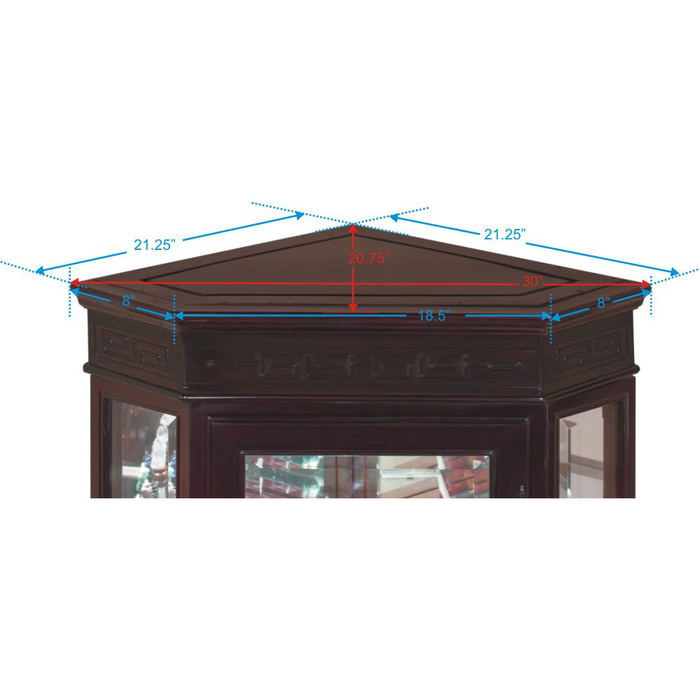 Dark Cherry Rosewood Chinese Longevity Corner Display Cabinet