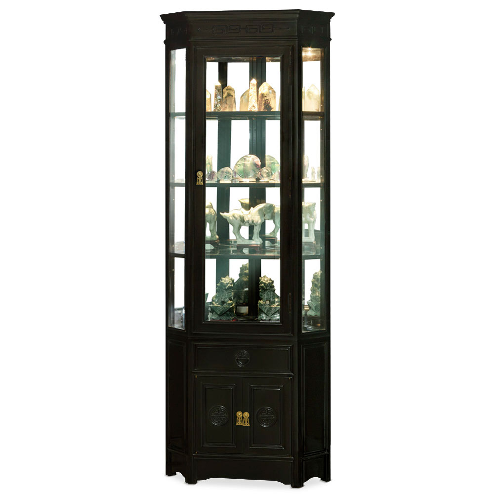 Black Rosewood Longevity Corner Cabinet